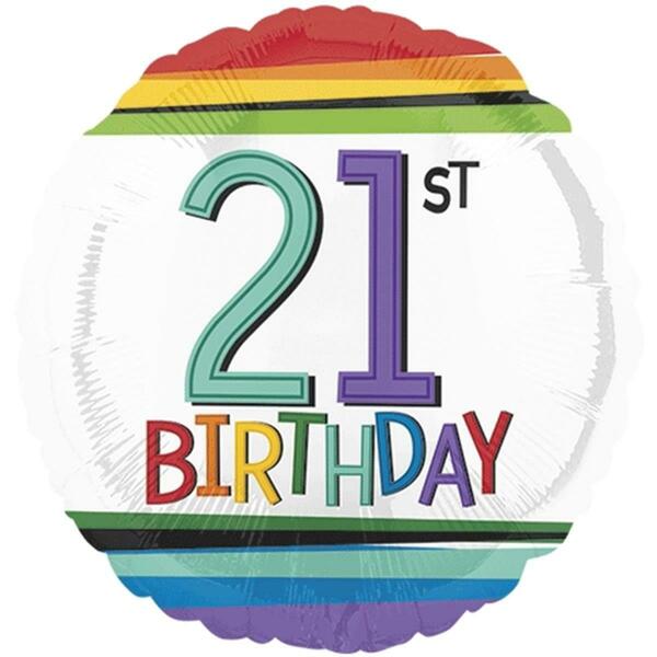 Loftus International 18 in. Rainbow Birthday 21 Balloon, 10PK A3-4433
